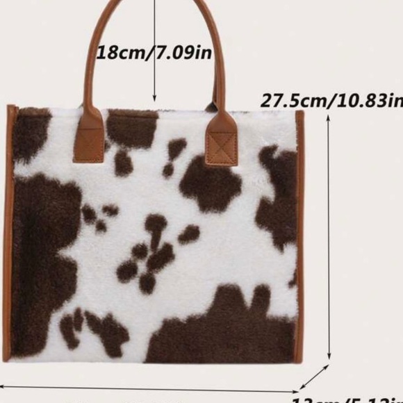 Brown and White Cow Print Tote Bag SPRING SALE💕 - Picture 3 of 3